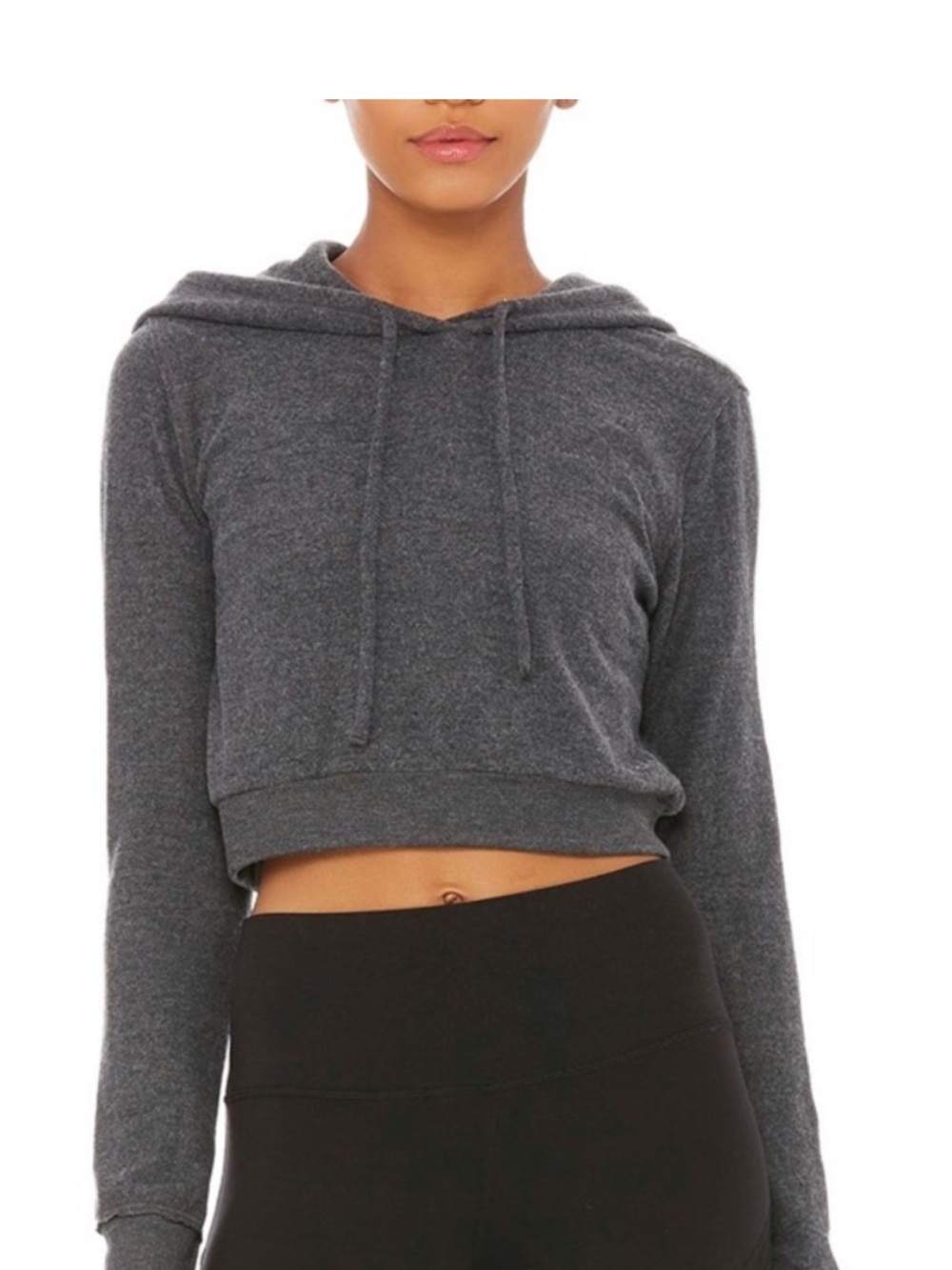 ALO Yoga Charcoal Gray Cropped Hoodie